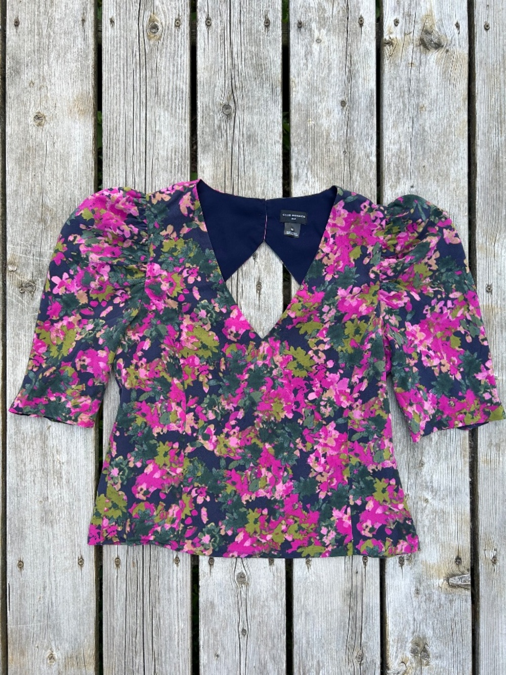 Club Monaco ⎸ Silk Ruched Sleeve Top